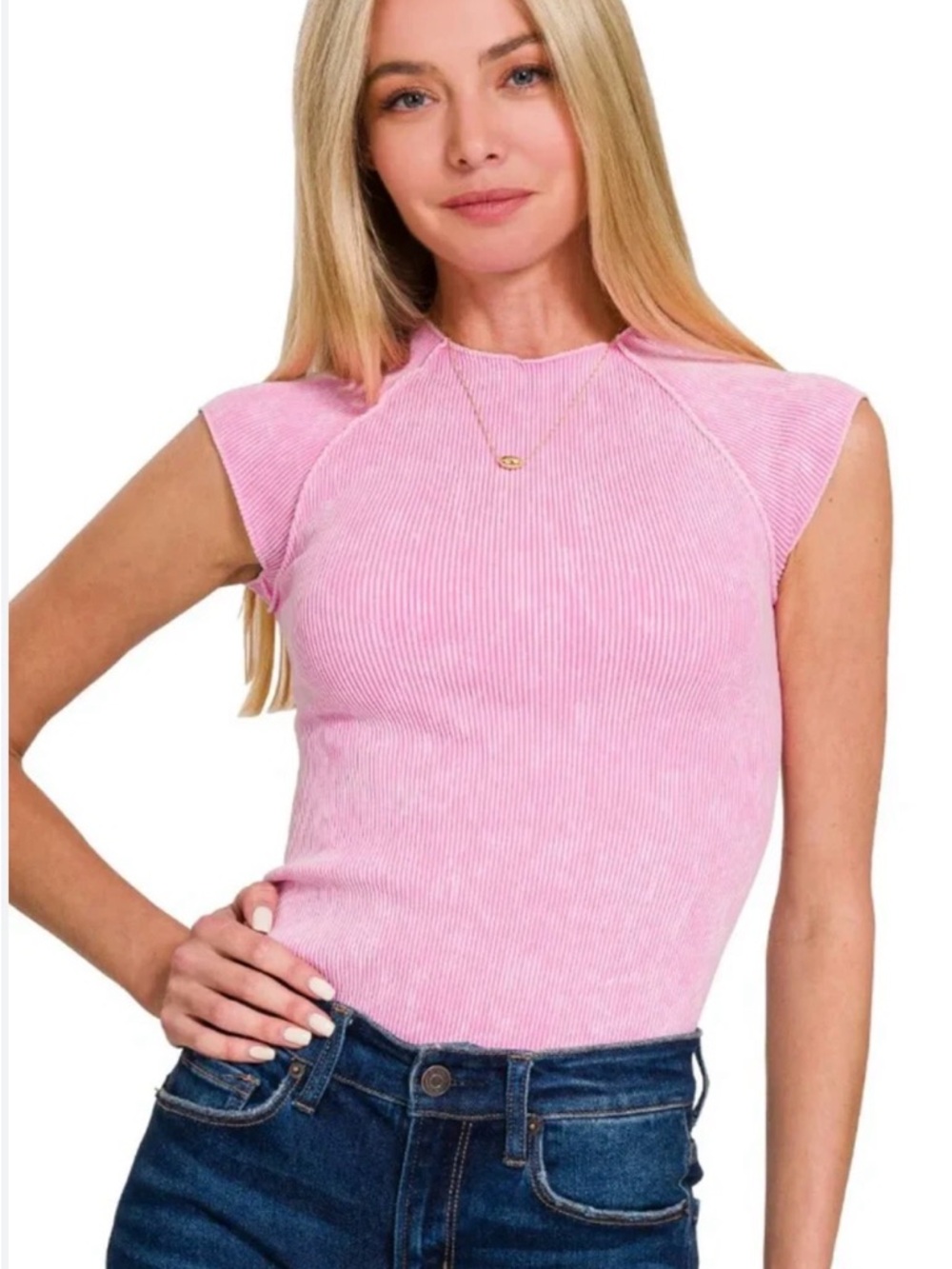 Zenana Candy Pink Ribbed Sleeveless Top